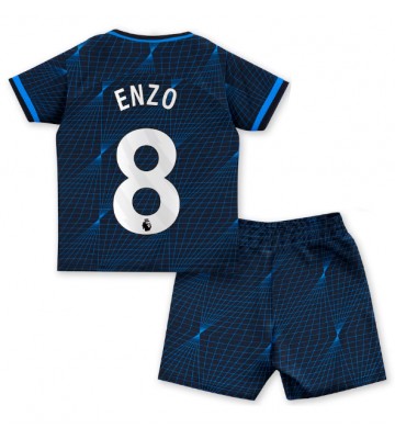Chelsea Enzo Fernandez #8 Koszulka Wyjazdowych Dziecięca 2023-24 Krótki Rękaw (+ Krótkie spodenki)